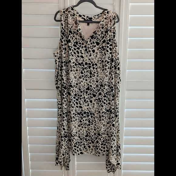 Lane Bryant Maxi Leopard Print Dress With Assymetrical/Slanted Hemline - Picture 1 of 9